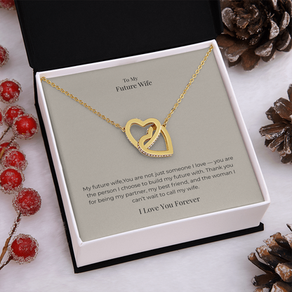 Future Wife Interlocking Hearts Necklace – Symbol of Endless Love Jewelry Gift for Engagement, Proposal & Wedding Journey