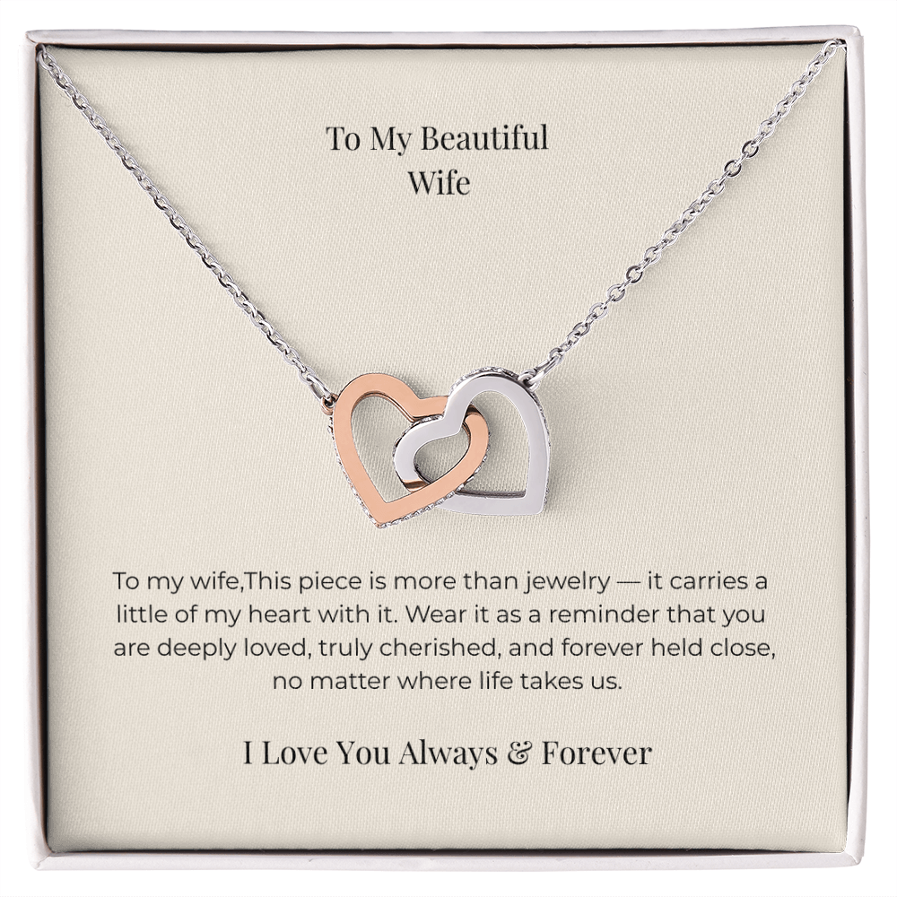 To My Wife Interlocking Hearts Necklace – Heartfelt Gift from Husband for Anniversary & Birthday