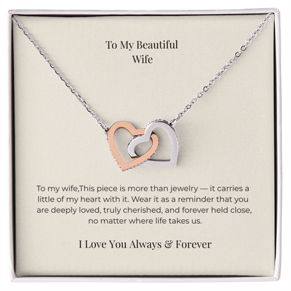 To My Wife Interlocking Hearts Necklace – Heartfelt Gift from Husband for Anniversary & Birthday