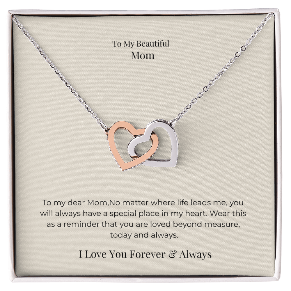 Interlocking Hearts Necklace for Mom – Symbol of Endless Love Jewelry Gift for Mother's Day, Birthday & Christmas