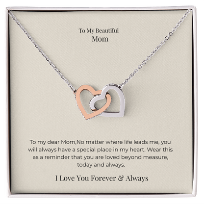 Interlocking Hearts Necklace for Mom – Symbol of Endless Love Jewelry Gift for Mother's Day, Birthday & Christmas