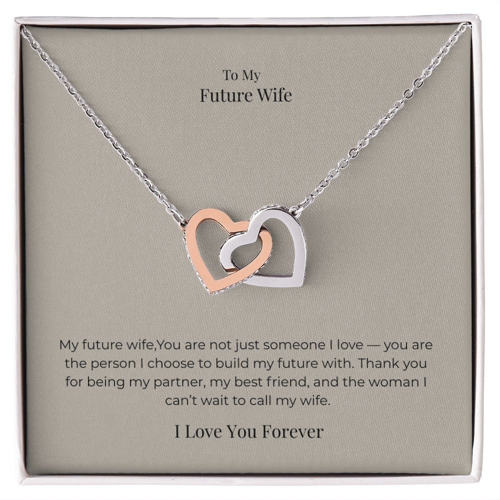 Future Wife Interlocking Hearts Necklace – Symbol of Endless Love Jewelry Gift for Engagement, Proposal & Wedding Journey