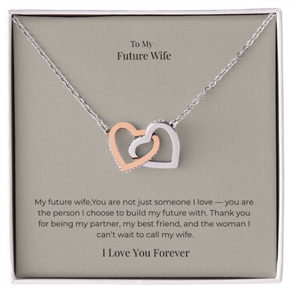 Future Wife Interlocking Hearts Necklace – Symbol of Endless Love Jewelry Gift for Engagement, Proposal & Wedding Journey
