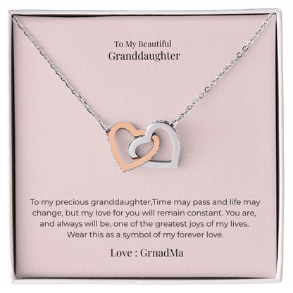 Interlocking Hearts Necklace for Granddaughter – Symbol of Endless Love, Birthday, Graduation & Christmas Jewelry Gift