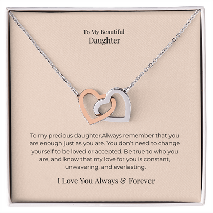 To My Daughter Interlocking Hearts Necklace – A Symbol of Forever Love, Birthday, Graduation
