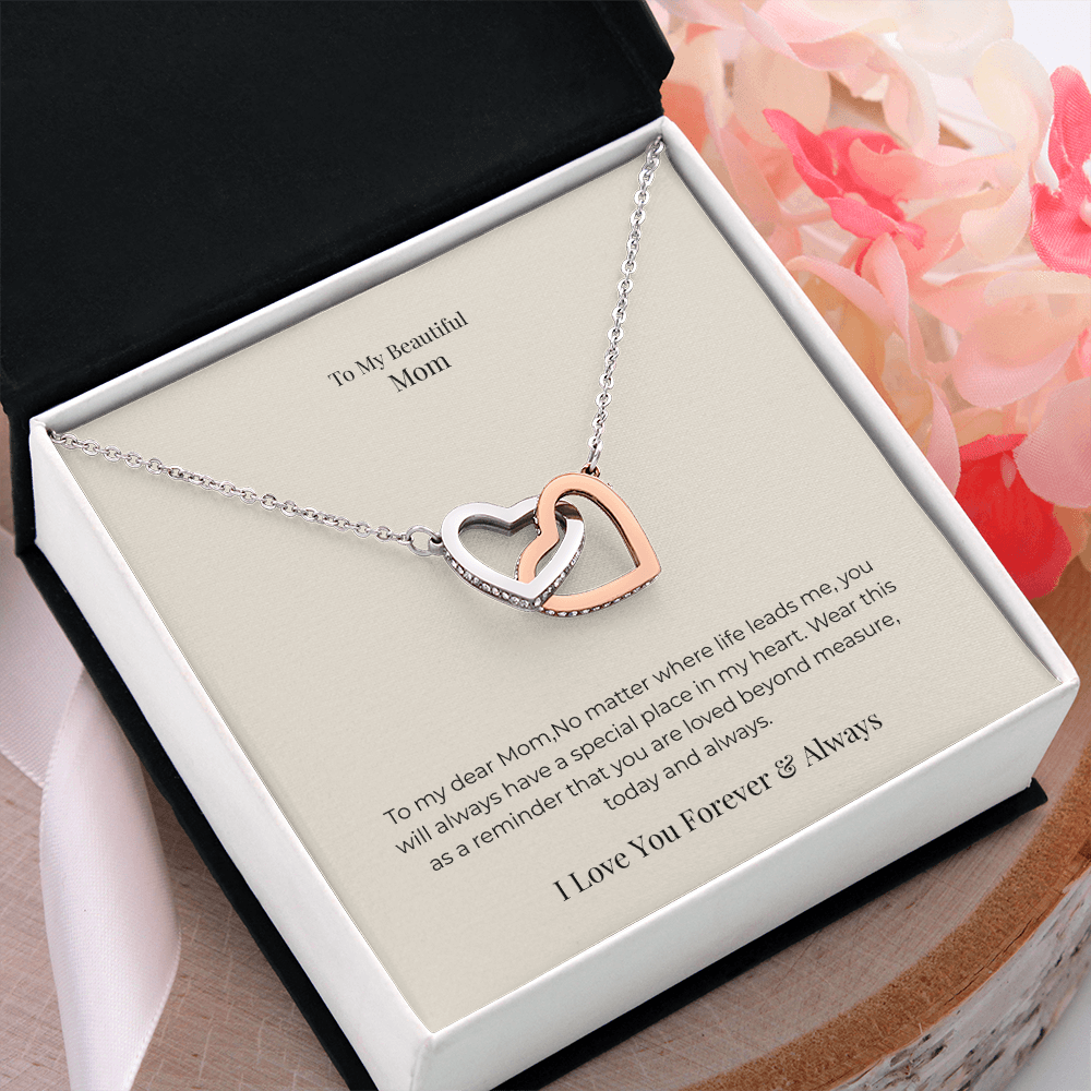 Interlocking Hearts Necklace for Mom – Symbol of Endless Love Jewelry Gift for Mother's Day, Birthday & Christmas