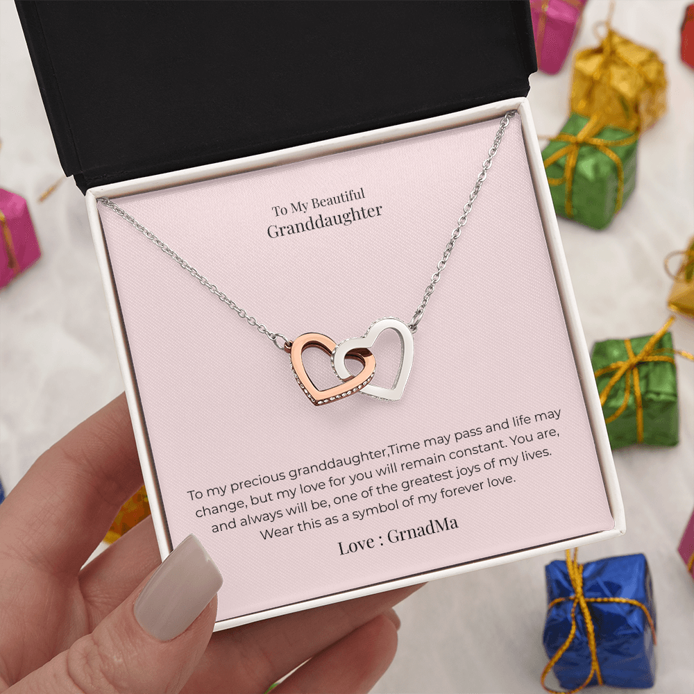 Interlocking Hearts Necklace for Granddaughter – Symbol of Endless Love, Birthday, Graduation & Christmas Jewelry Gift