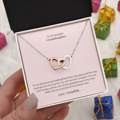 Interlocking Hearts Necklace for Granddaughter – Symbol of Endless Love, Birthday, Graduation & Christmas Jewelry Gift