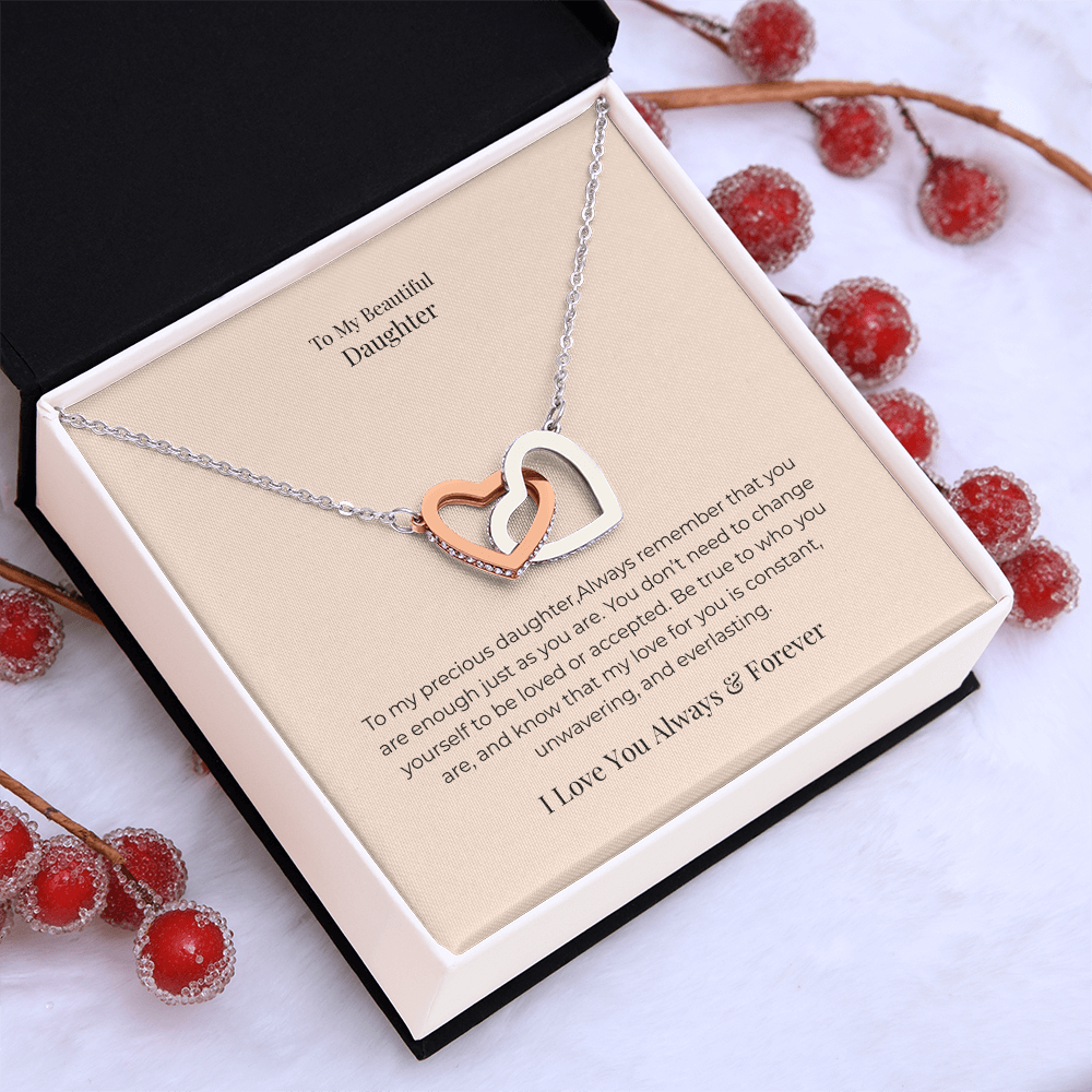 To My Daughter Interlocking Hearts Necklace – A Symbol of Forever Love, Birthday, Graduation