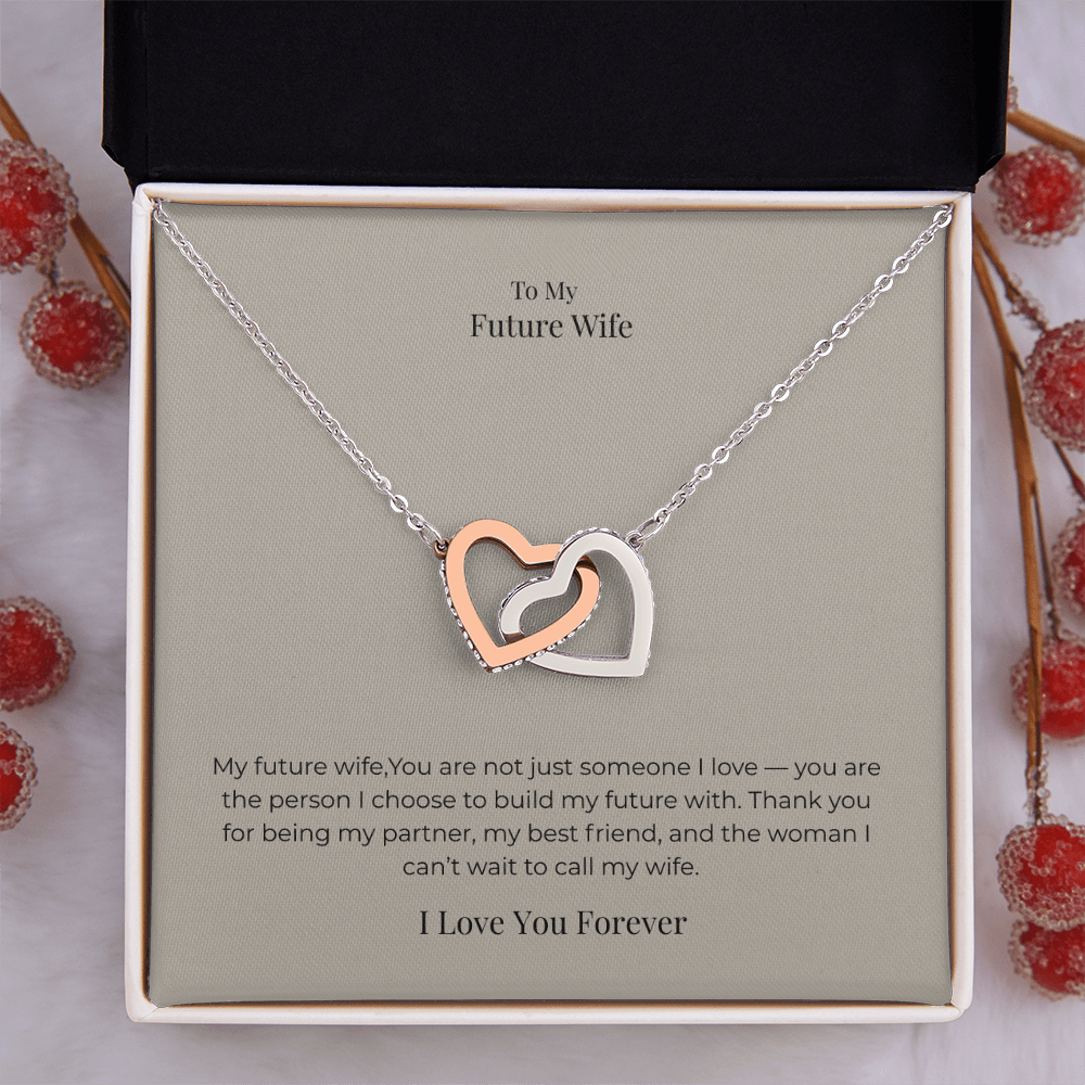 Future Wife Interlocking Hearts Necklace – Symbol of Endless Love Jewelry Gift for Engagement, Proposal & Wedding Journey