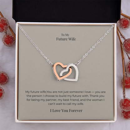 Future Wife Interlocking Hearts Necklace – Symbol of Endless Love Jewelry Gift for Engagement, Proposal & Wedding Journey