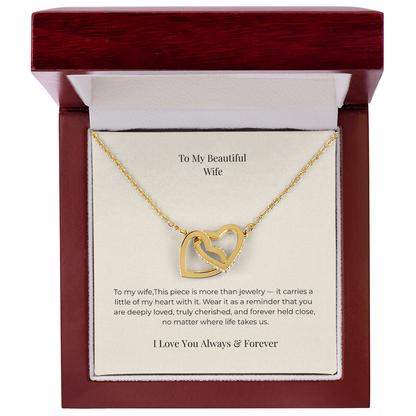 To My Wife Interlocking Hearts Necklace – Heartfelt Gift from Husband for Anniversary & Birthday