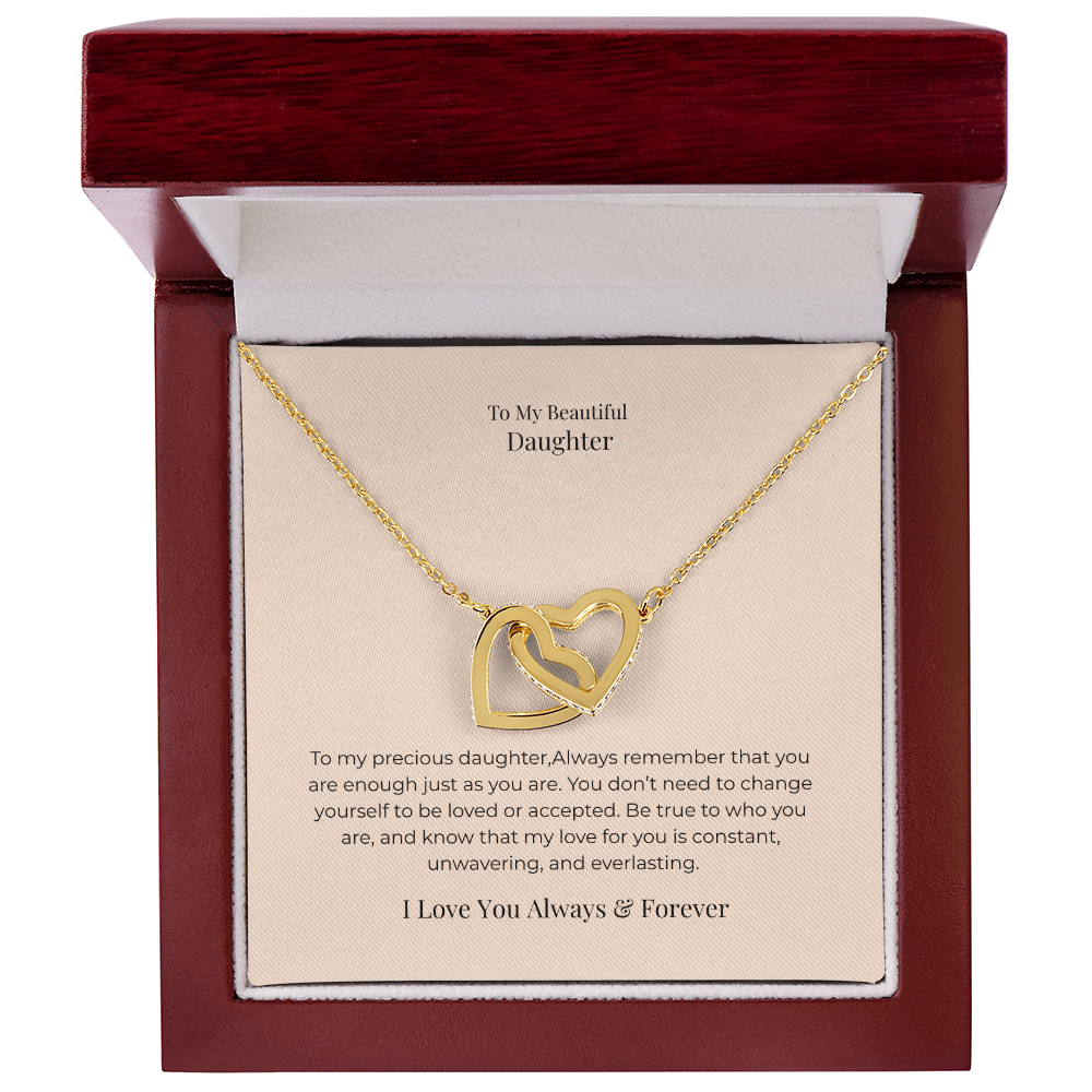 To My Daughter Interlocking Hearts Necklace – A Symbol of Forever Love, Birthday, Graduation