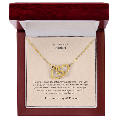 To My Daughter Interlocking Hearts Necklace – A Symbol of Forever Love, Birthday, Graduation