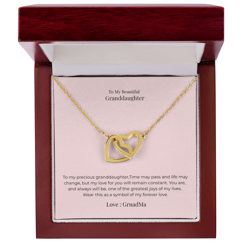 Interlocking Hearts Necklace for Granddaughter – Symbol of Endless Love, Birthday, Graduation & Christmas Jewelry Gift