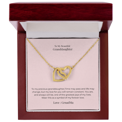 Interlocking Hearts Necklace for Granddaughter – Symbol of Endless Love, Birthday, Graduation & Christmas Jewelry Gift