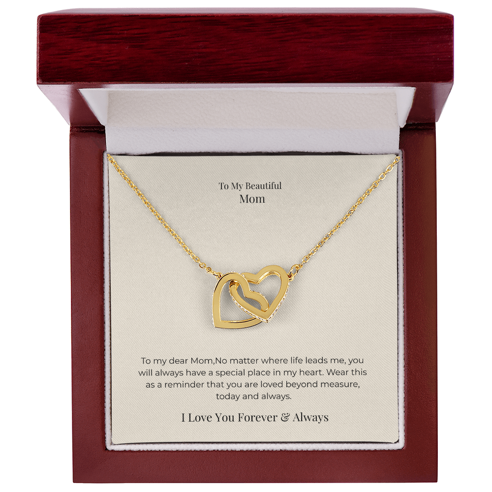 Interlocking Hearts Necklace for Mom – Symbol of Endless Love Jewelry Gift for Mother's Day, Birthday & Christmas