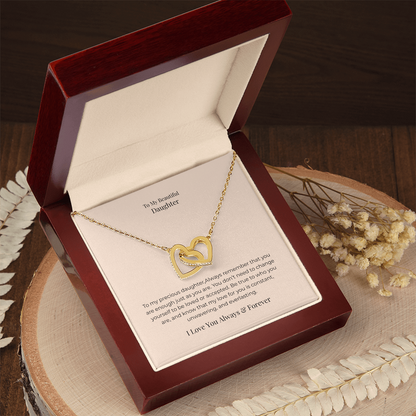 To My Daughter Interlocking Hearts Necklace – A Symbol of Forever Love, Birthday, Graduation