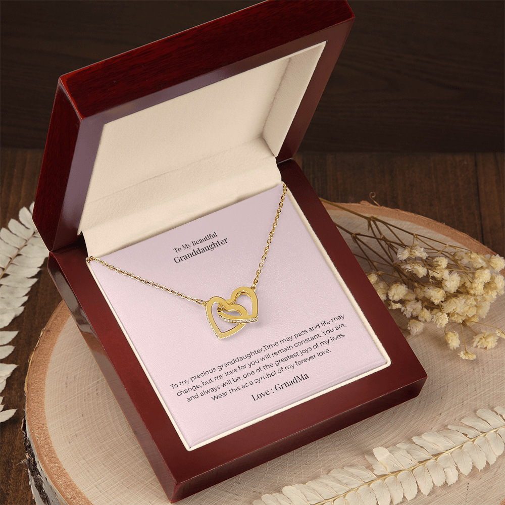 Interlocking Hearts Necklace for Granddaughter – Symbol of Endless Love, Birthday, Graduation & Christmas Jewelry Gift
