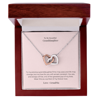 Interlocking Hearts Necklace for Granddaughter – Symbol of Endless Love, Birthday, Graduation & Christmas Jewelry Gift