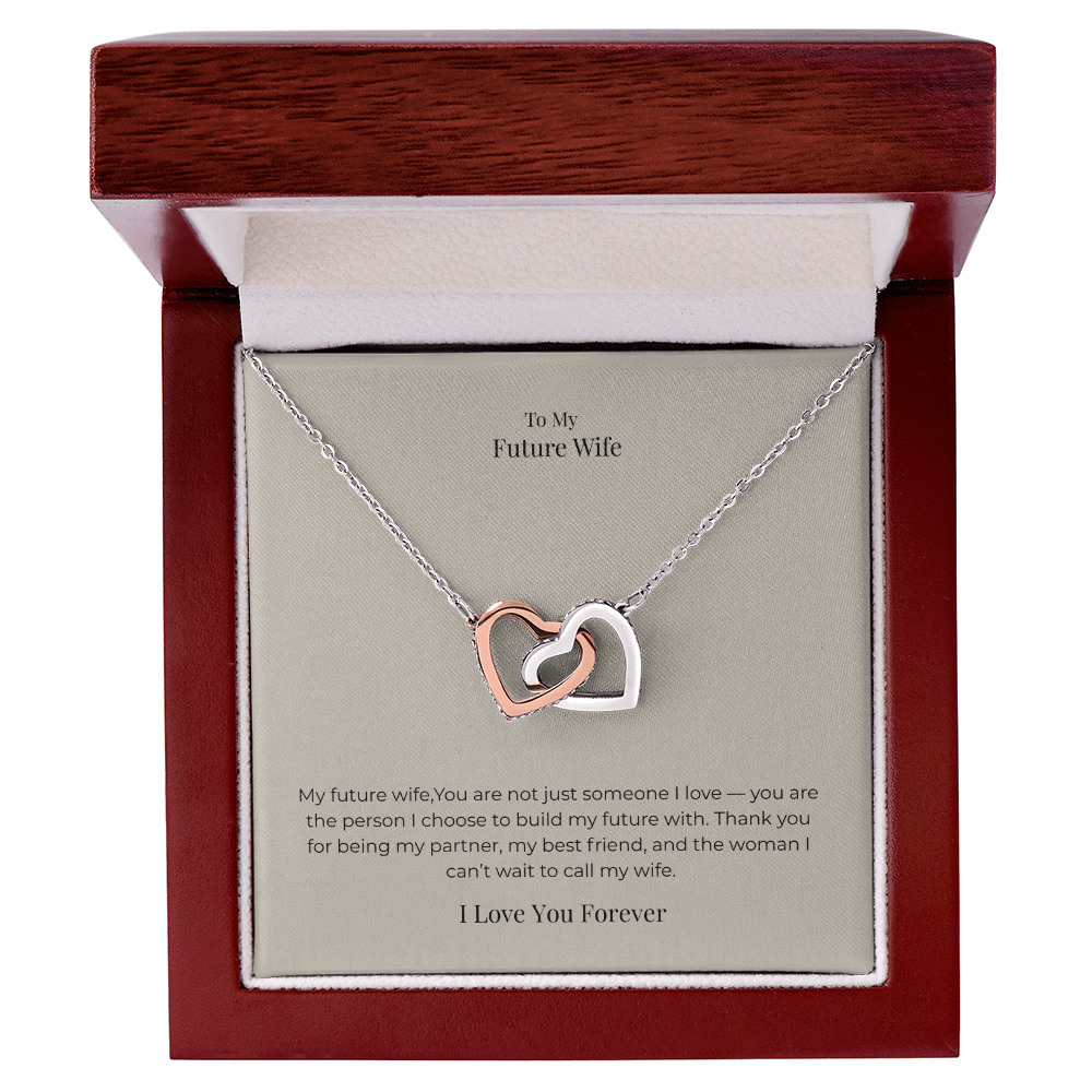 Future Wife Interlocking Hearts Necklace – Symbol of Endless Love Jewelry Gift for Engagement, Proposal & Wedding Journey