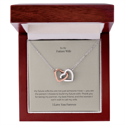 Future Wife Interlocking Hearts Necklace – Symbol of Endless Love Jewelry Gift for Engagement, Proposal & Wedding Journey