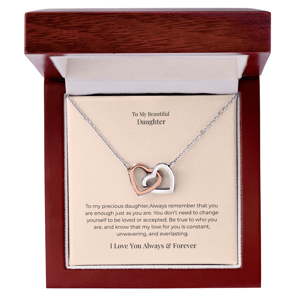 To My Daughter Interlocking Hearts Necklace – A Symbol of Forever Love, Birthday, Graduation