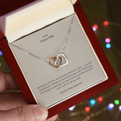 Future Wife Interlocking Hearts Necklace – Symbol of Endless Love Jewelry Gift for Engagement, Proposal & Wedding Journey