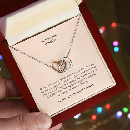 To My Daughter Interlocking Hearts Necklace – A Symbol of Forever Love, Birthday, Graduation