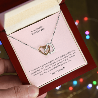 Interlocking Hearts Necklace for Granddaughter – Symbol of Endless Love, Birthday, Graduation & Christmas Jewelry Gift