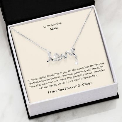 Mom Love Necklace – Heartfelt Jewelry Gift for Mom from Daughter or Son, Mother's Day, Birthday & Christmas