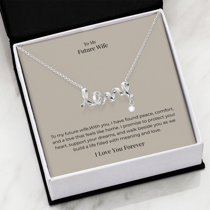 Future Wife Scripted Love Necklace – Romantic Jewelry Gift for Engagement, Proposal & Wedding Journey