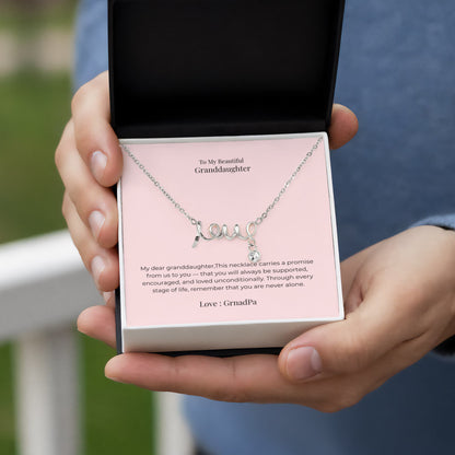 Scripted Love Necklace for Granddaughter – Heartfelt Jewelry Gift for Birthday, Graduation, Christmas & Milestone Celebrations