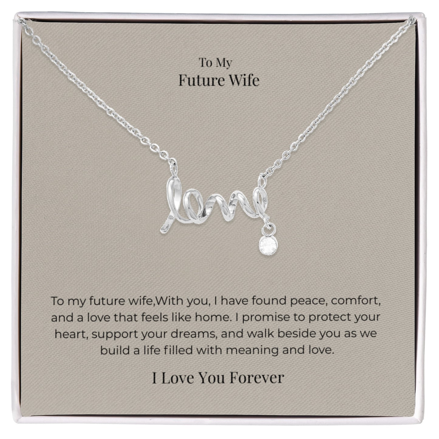 Future Wife Scripted Love Necklace – Romantic Jewelry Gift for Engagement, Proposal & Wedding Journey