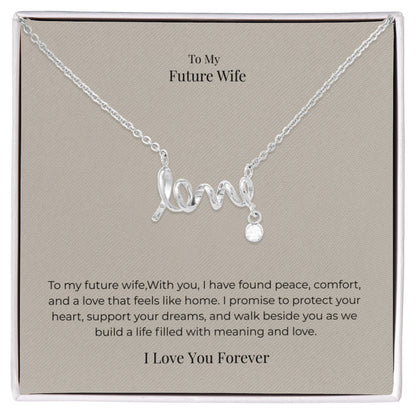 Future Wife Scripted Love Necklace – Romantic Jewelry Gift for Engagement, Proposal & Wedding Journey