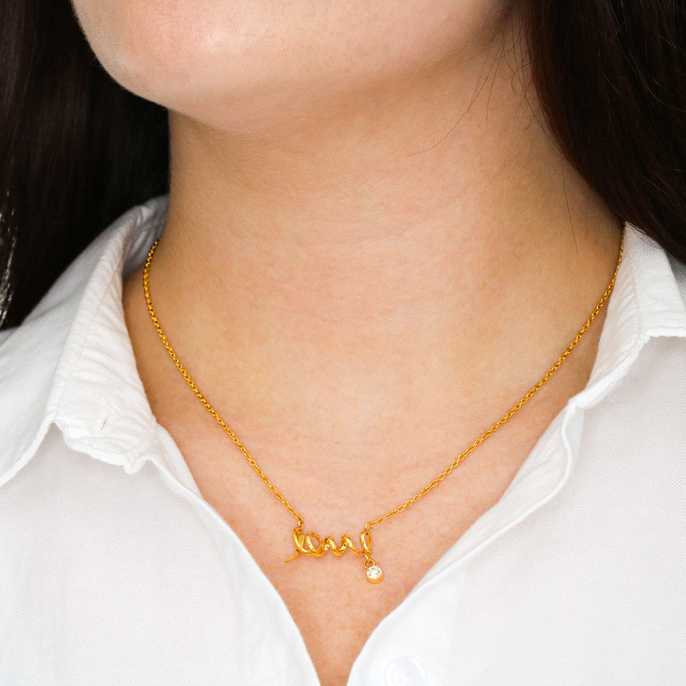 To My Daughter Scripted Love Necklace – Heartfelt Jewelry Gift from Mom or Dad for Birthday, Graduation & Christmas