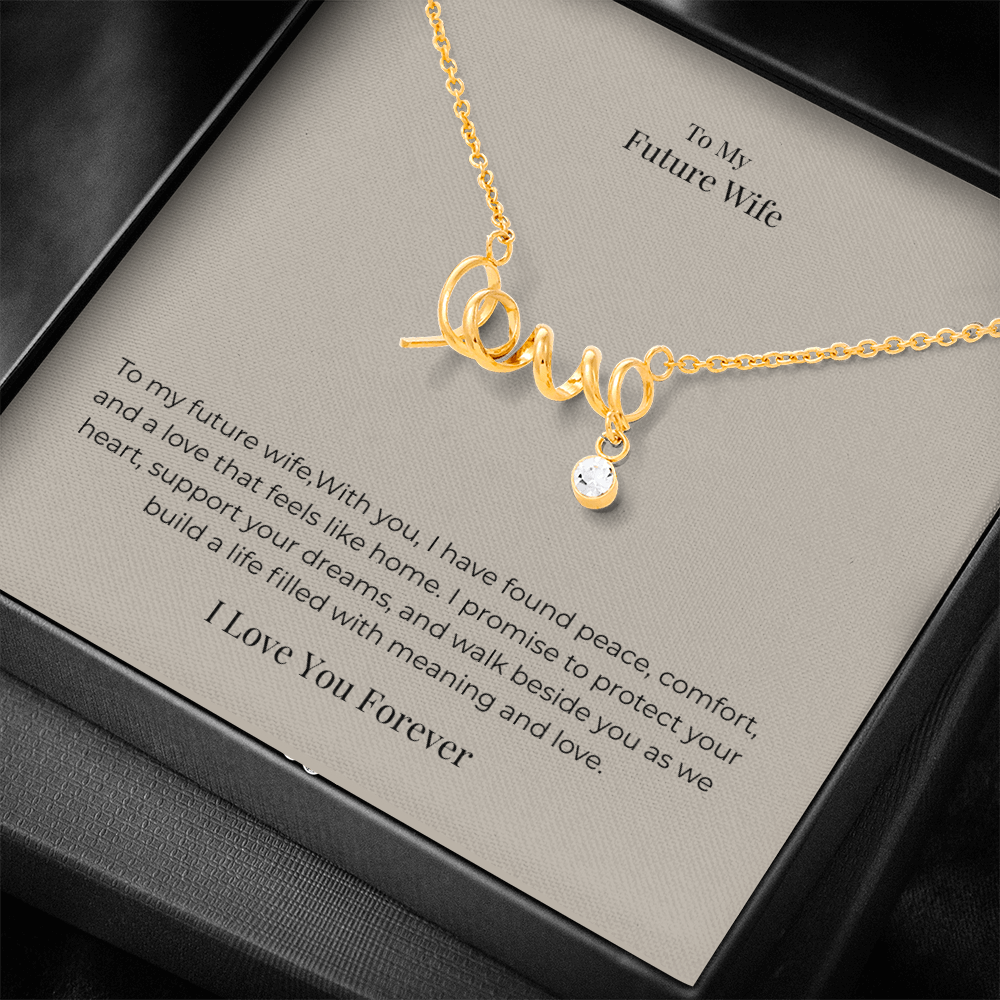 Future Wife Scripted Love Necklace – Romantic Jewelry Gift for Engagement, Proposal & Wedding Journey