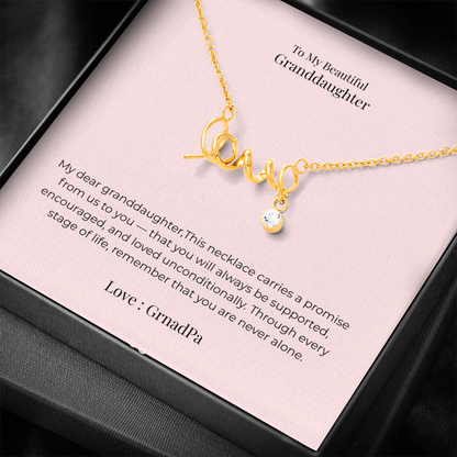 Scripted Love Necklace for Granddaughter – Heartfelt Jewelry Gift for Birthday, Graduation, Christmas & Milestone Celebrations