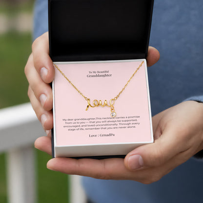 Scripted Love Necklace for Granddaughter – Heartfelt Jewelry Gift for Birthday, Graduation, Christmas & Milestone Celebrations