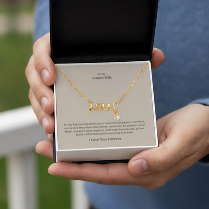 Future Wife Scripted Love Necklace – Romantic Jewelry Gift for Engagement, Proposal & Wedding Journey