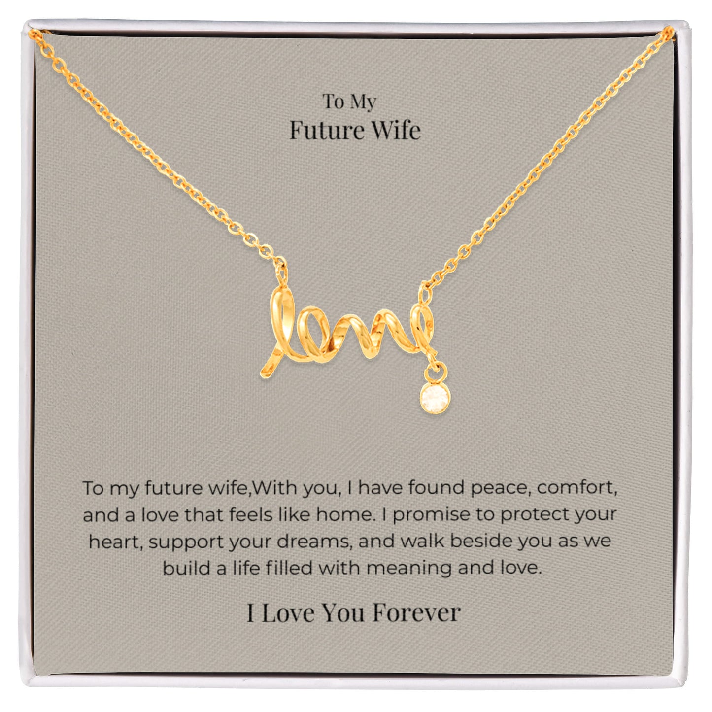 Future Wife Scripted Love Necklace – Romantic Jewelry Gift for Engagement, Proposal & Wedding Journey
