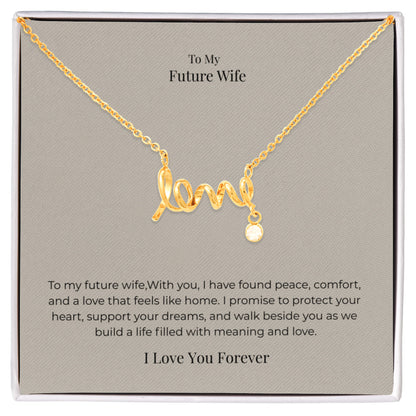 Future Wife Scripted Love Necklace – Romantic Jewelry Gift for Engagement, Proposal & Wedding Journey