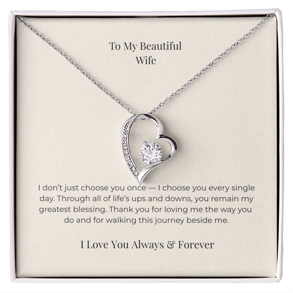 To My Beautiful Wife Forever Love Necklace – Sentimental Jewelry Gift for Anniversary, Birthday & Valentine's Day