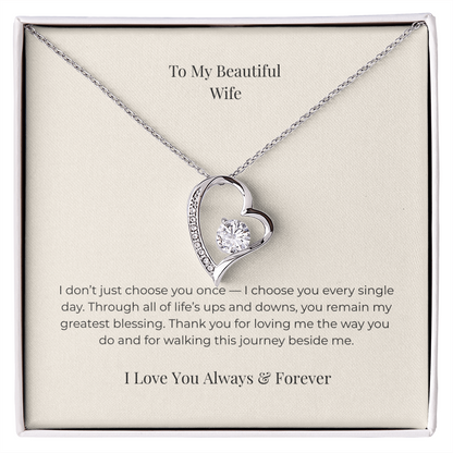 To My Beautiful Wife Forever Love Necklace – Sentimental Jewelry Gift for Anniversary, Birthday & Valentine's Day