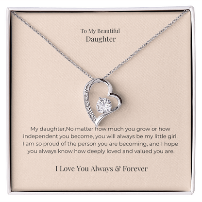 To My Daughter Forever Love Necklace – Meaningful Gift from Mom or Dad for Birthday, Graduation & Christmas