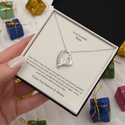Forever Love Necklace for Mom – Timeless Jewelry Gift from Daughter or Son for Mother's Day, Birthday & Christmas