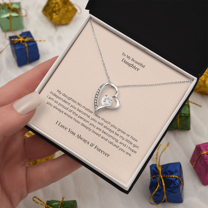To My Daughter Forever Love Necklace – Meaningful Gift from Mom or Dad for Birthday, Graduation & Christmas