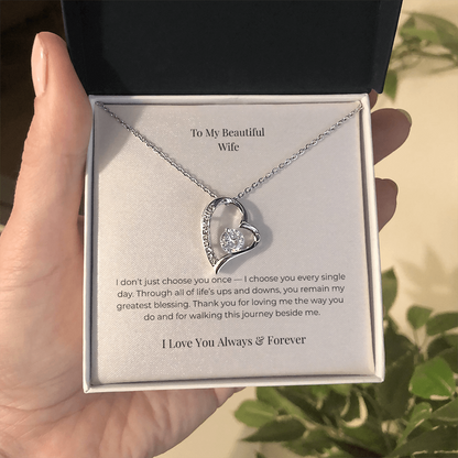 To My Beautiful Wife Forever Love Necklace – Sentimental Jewelry Gift for Anniversary, Birthday & Valentine's Day