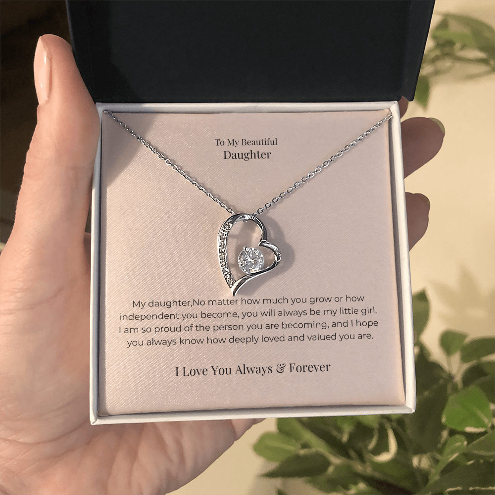 To My Daughter Forever Love Necklace – Meaningful Gift from Mom or Dad for Birthday, Graduation & Christmas