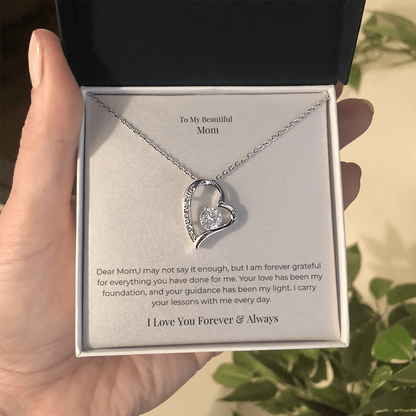 Forever Love Necklace for Mom – Timeless Jewelry Gift from Daughter or Son for Mother's Day, Birthday & Christmas